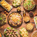 Middle Eastern traditional dishes and assorted meze.