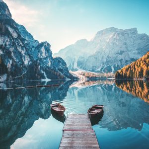 Boats on the Braies Lake