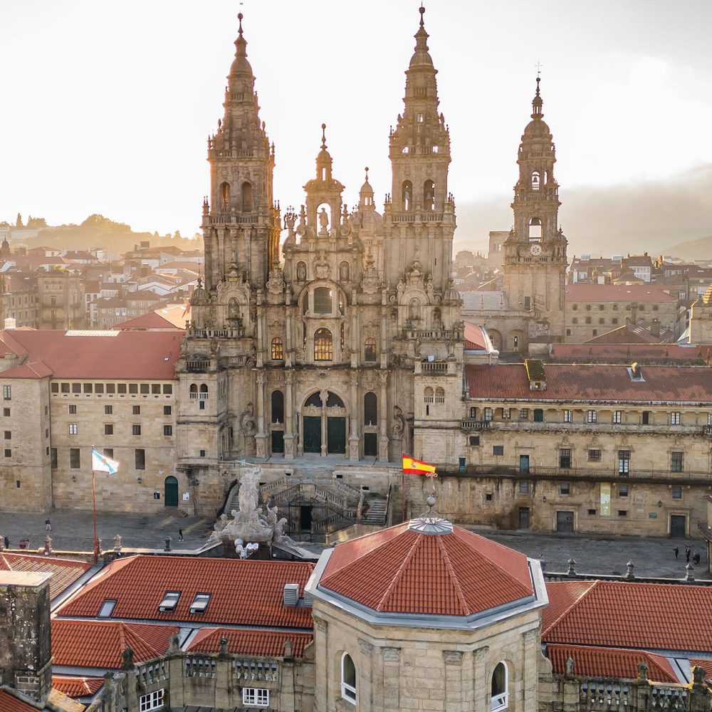 Aerial view of the Cathedral of Santiago de Compostela