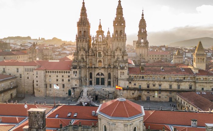 Aerial view of the Cathedral of Santiago de Compostela