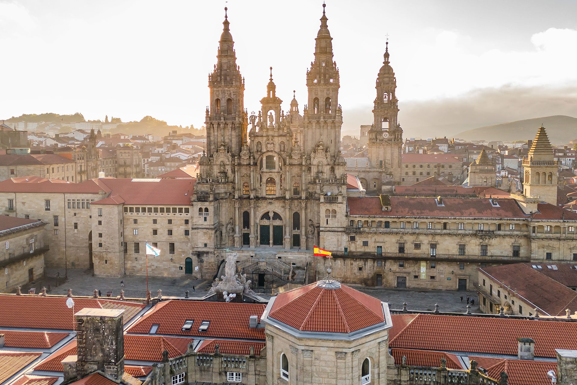 Aerial view of the Cathedral of Santiago de Compostela