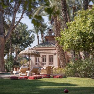 Grassy leisure area by the pool
